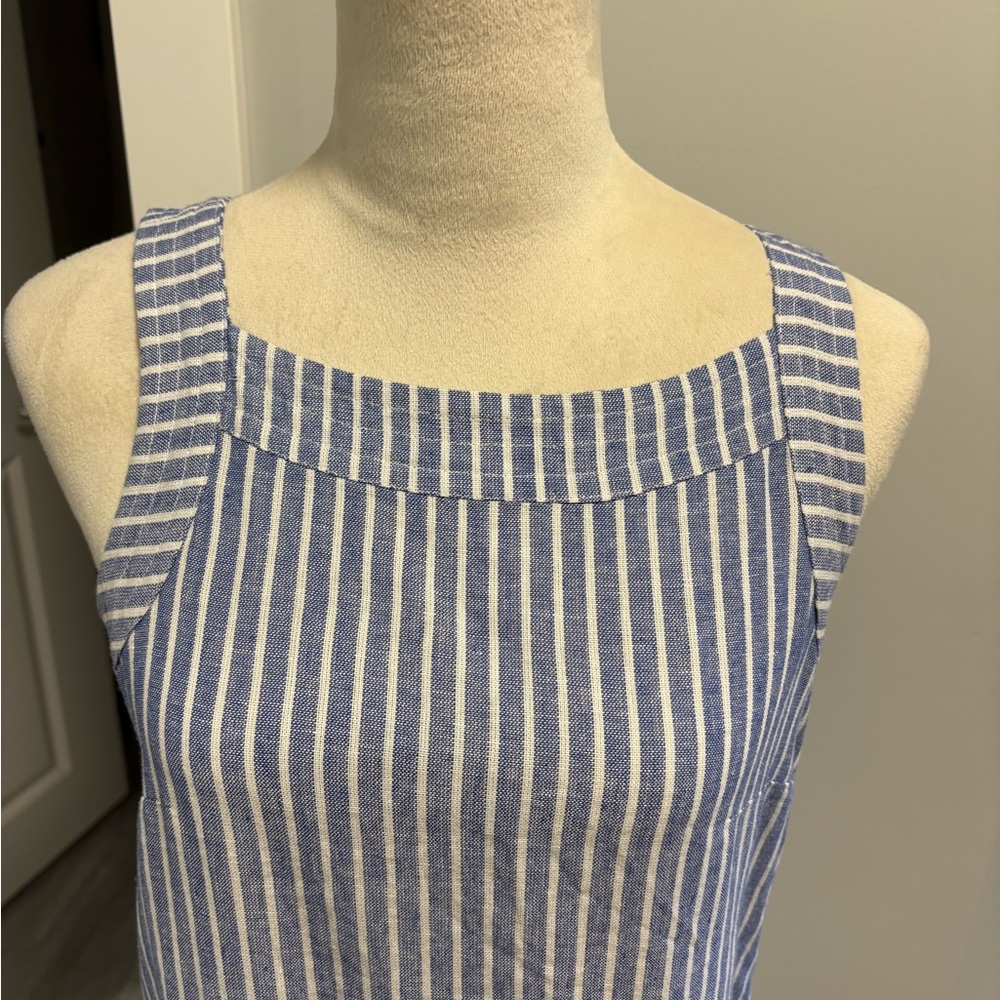 NWOT ForCynthia Linen Denim Blue and White Stripe Dress - XS/S - Picture 4 of 10
